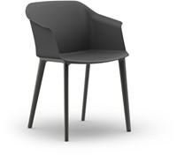 Geo Kuipstoel met gerecycled kunststof vierpootframe - Zwart(SE)