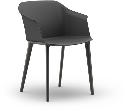 Geo Kuipstoel met gerecycled kunststof vierpootframe - Zwart(SE)