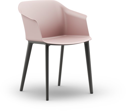 Geo Kuipstoel met gerecycled kunststof vierpootframe - Poeder Roze(PR)