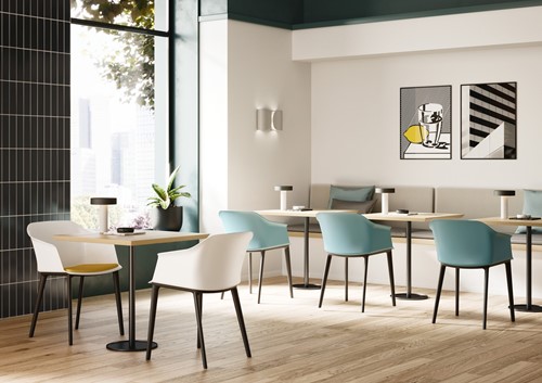 Geo Kuipstoel met gerecycled kunststof vierpootframe - Blauw Groen(BV)-2