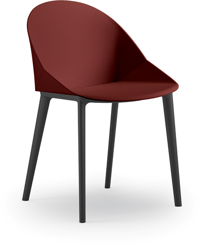 Pillow vierpoot stoel met gerecyclede kuip - zelfde kleur als kuip - Eco Rood(S3)