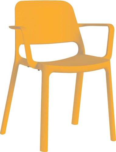 Kasper  kunststof school/ kantine stoel met armleggers - Oranje(AR)