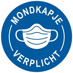 Corona Mondkapje verplicht stickers 20 cm 3 stuks blauw