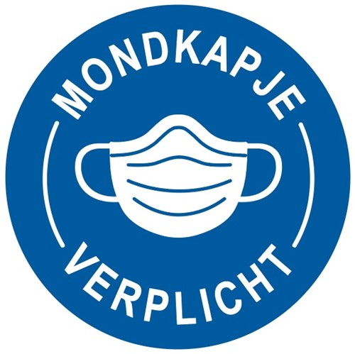 Corona Mondkapje verplicht stickers 20 cm 3 stuks blauw