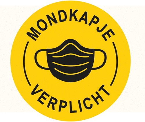 Corona Mondkapje verplicht stickers 20 cm 3 stuks geel