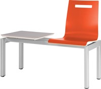 WACHTKAMER BANK - HOUTEN KUIP - ALUMINIUM - ZEBRANO WIT - GEEN STOFFERING - 1 ZITS + TAFEL (l/r)