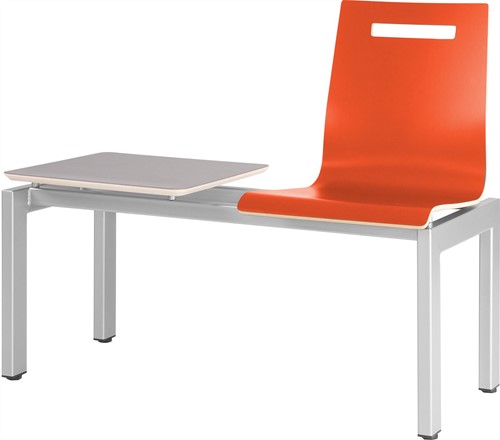 WACHTKAMER BANK - HOUTEN KUIP - ALUMINIUM - ZEBRANO WIT - GEEN STOFFERING - 1 ZITS + TAFEL (l/r)
