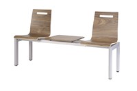 WACHTKAMER BANK - GESTOFFEERDE KUIP - MAT CHROOM - GESTOFFEERD - PADDING - 2 ZITS + TAFEL-2