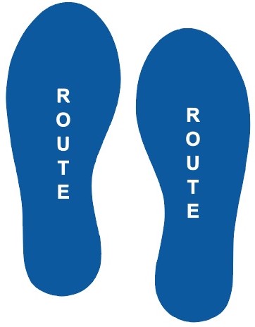Voetstappen route vloerstickers 30 cm (set van 2) blauw