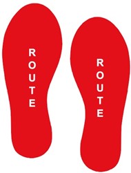 Voetstappen route vloerstickers 30 cm (set van 2) rood