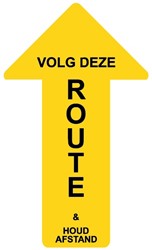 Volg route houd afstand pijlen vloersticker 40 cm geel